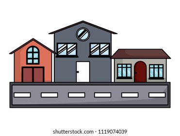 Street with houses design