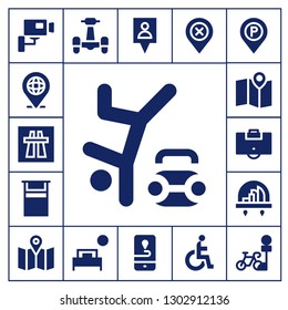 street icon set. 17 filled street icons.  Simple modern icons about  - Cctv, Location, Motorway, Hip hop, Bed, Maps, Area, City, Map, Scooter, Gps, Disability, Parking sign, Parking