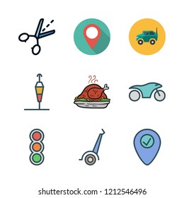 street icon set. vector set about guide, motorcycle, placeholder and segway icons set.