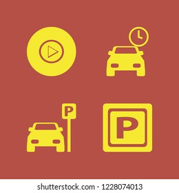street icon. street vector icons set parked car, parking sign, right arrow and parking time