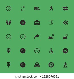 street icon. street vector icons set left right arrows, parked car, parking sign and pedestrian