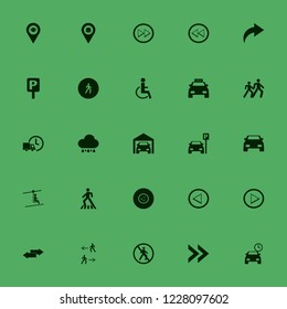 street icon. street vector icons set fast delivery truck, fastfood location, location restaurant and disabled sign