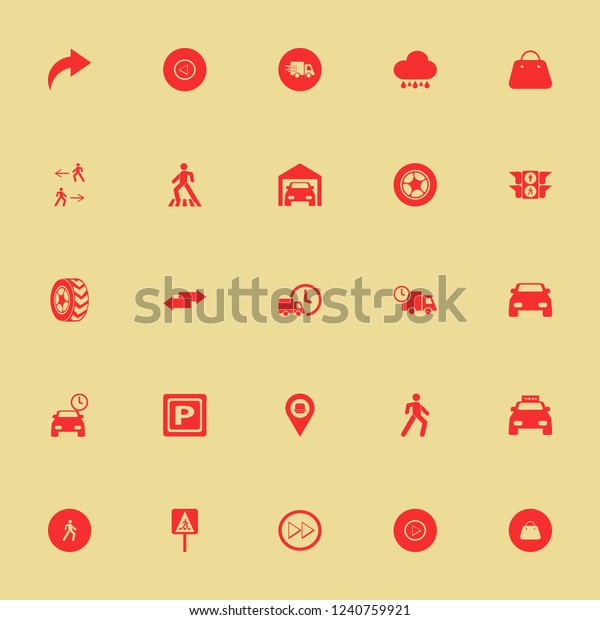 street icon. street vector icons set\
handbag, parking sign, private garage and right\
arrow