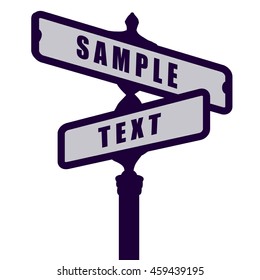 Street index. Vector illustration. Concept of a decision making standing on road junction