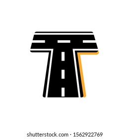 street intersection asphalt road flat image vector illustration