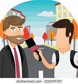 Street Interview Illustration Vector Cartoon Drawing 
