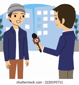 Street Interview Illustration Vector Cartoon Drawing 