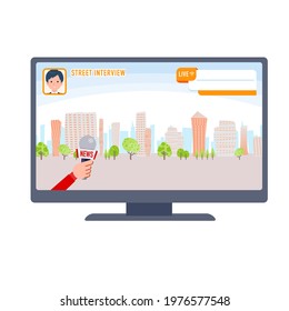 Street interview.Vector illustration that is easy to edit.