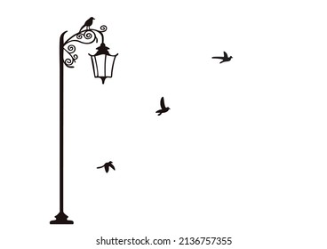 

Street Lamp with Birds Vinyl Decals Modern Wall Art Sticker