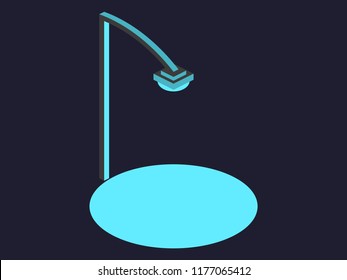 Street lamp, blue light from the lantern. Isometric icon. Vector illustration