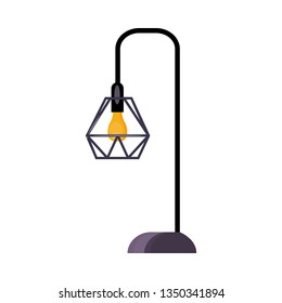 Street lamp. Bulb, lattice lampshade, lamppost, lantern. Vector illustration can be used for topics like streetlight, electricity, sidewalk