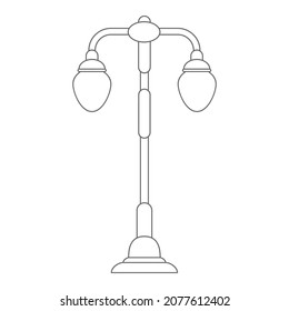 Street lamp. Contour vector illustration for scrapbooking, coloring books and creative design. Flat style.