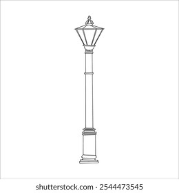 street Lamp doodle Hand drawn Linear Vector Illustration