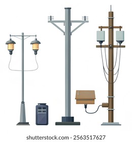 Street lamp , electricity objects. Vector illustration with a white background. 