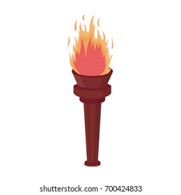 Street lamp in the form of a torch with an open fire.Lamppost single icon in cartoon style vector symbol stock illustration web.