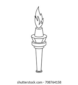 Street lamp in the form of a torch with an open fire.Lamppost single icon in outline style vector symbol stock illustration web.