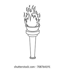 Street lamp in the form of a torch with an open fire.Lamppost single icon in outline style vector symbol stock illustration web.
