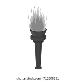 Street lamp in the form of a torch with an open fire.Lamppost single icon in monochrome style vector symbol stock illustration web.