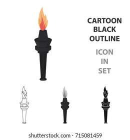 Street lamp in the form of a torch with an open fire.Lamppost single icon in cartoon style vector symbol stock illustration web.