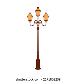 street lamp, Garden Lamp orange. vector illustration of isolated design style on white background.