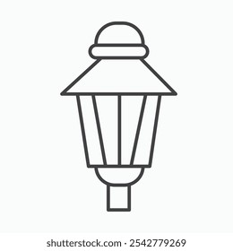 Street lamp icon in black and white outlined stroke