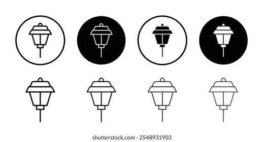 Street lamp icon Black and white outline vector