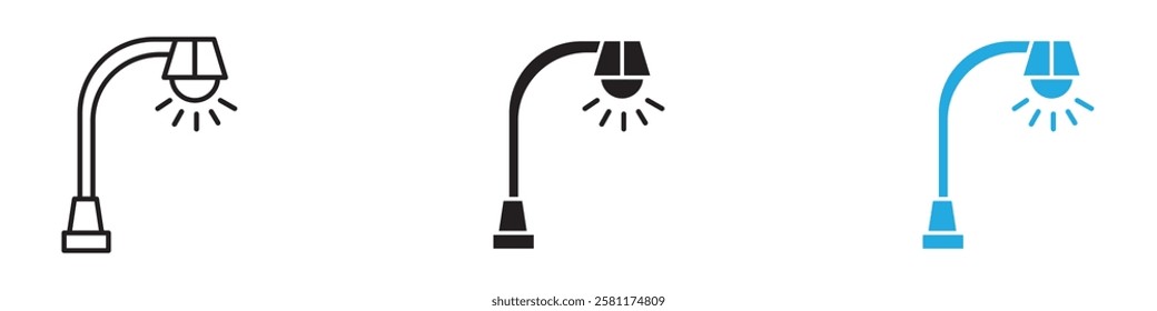 Street lamp icon black white vector outline