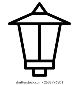 Street lamp icon Black and white outline vector