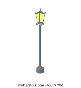 Street lamp icon in cartoon style isolated on white background. Illumination symbol