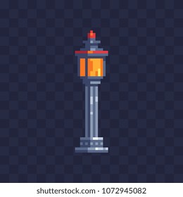 Street lamp icon. England vintage lantern. Pixel art. Isolated vector illustration. Design stickers, logo, mobile app. 8-bit sprite.