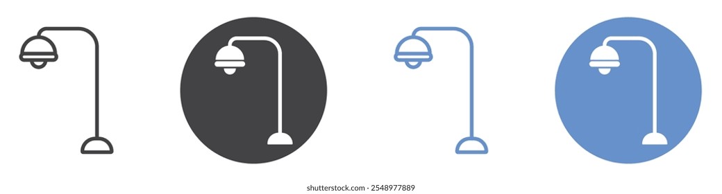 Street lamp icon flat line symbol set.