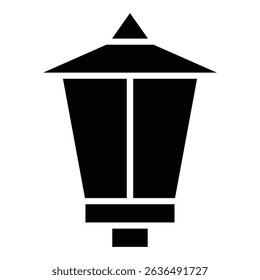 Street lamp icon Flat outline fill black and white