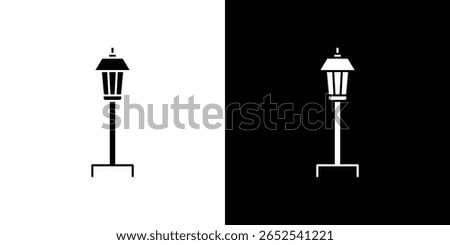 Street lamp icon in flat version on black and white background