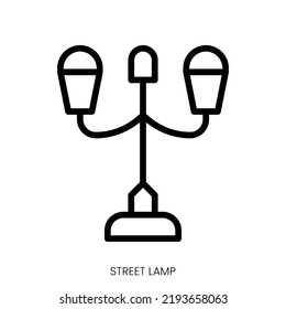 street lamp icon. Line Art Style Design Isolated On White Background