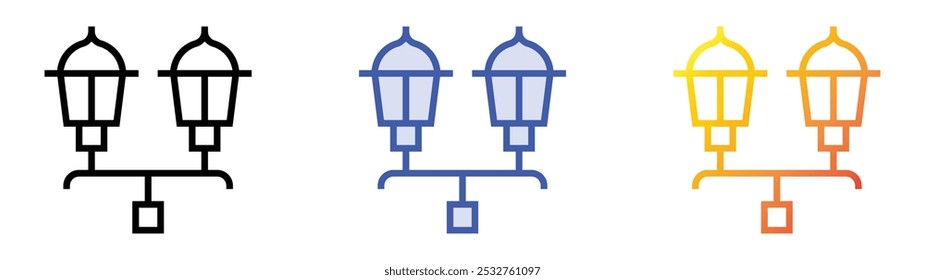 street lamp icon. Linear, Blue Fill and Gradient Style Design Isolated On White Background