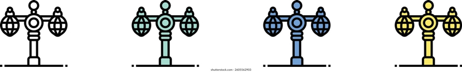 street lamp icon. Outline, Green, Blue and Yellow Style Design Isolated On White Background