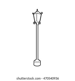 Street lamp icon in outline style isolated on white background. Illumination symbol