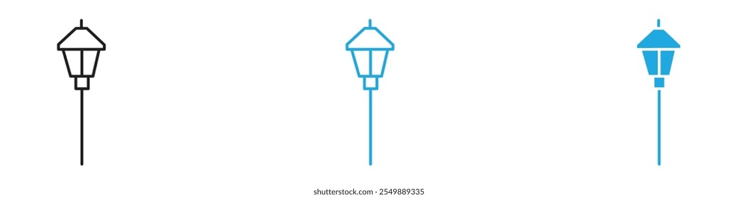 Street lamp icon Outline vector line set