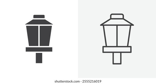 Street lamp icon. outlined vector style.