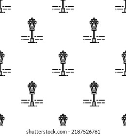street lamp icon pattern. Seamless street lamp pattern on white background.