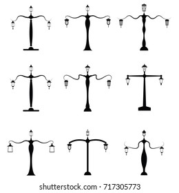 street lamp icon set