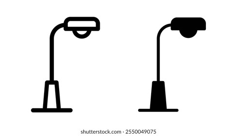 Street lamp Icon set in black filled and line.