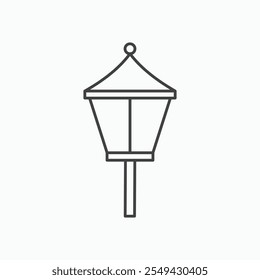 Street lamp icon set in blackthin line style.