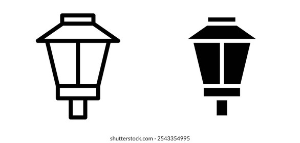 Street lamp icon symbol collection on white background.