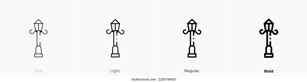 street lamp icon. Thin, Light Regular And Bold style design isolated on white background