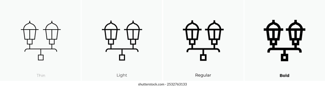 street lamp icon. Thin, Light Regular And Bold style design isolated on white background