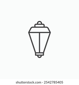 Street lamp icon in thin outlined.