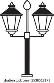 street lamp icon vector in line style,Lamppost icon, logo isolated vector art illustration