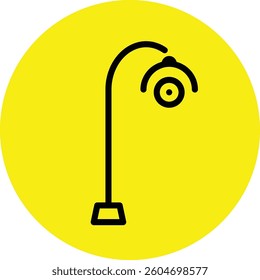 Street Lamp Icon Yellow Circle Background