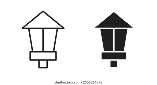 Street lamp icons in flat and line style set.